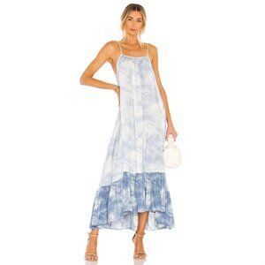 NWT Free People Full On Maxi Slip Cami Dress with Peplum Hem in Tie Dye Size M